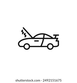 Broken car with open hood logo sign vector outline