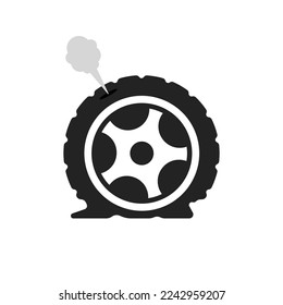 broken car tire icon with blowout for auto repair service. flat trend modern graphic design element isolated on white