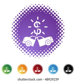 Broken Car web button isolated on a background.