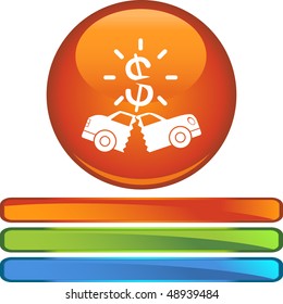 Broken Car web button isolated on a background.