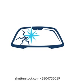 Broken car windshield icon showing cracks and a chip in the glass for automotive repair and insurance services and vehicle safety maintenance concepts Vector