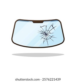 Broken car windshield vector isolated on white background.