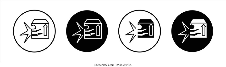 Gebrochene Karton-flache Linie-Icon-Set. Zerbrochene Pappschachtel Dünne Linie Illustrationsvektor
