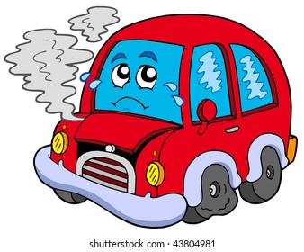 Carro de dibujos animados rotos - ilustración vectorial.