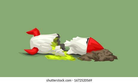 cohete de caricatura roto en verde