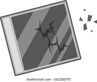 Broken cd case isolated vector illustration.