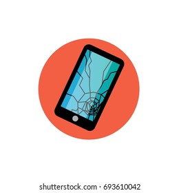 Broken cell phone icon