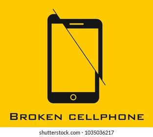Broken cellphone vector icon