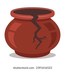 broken ceramic pot. flat vector illustration.