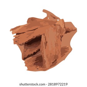 Broken ceylon cinnamon pile silhouette, simple cinnamomum verum bark pieces vector icon