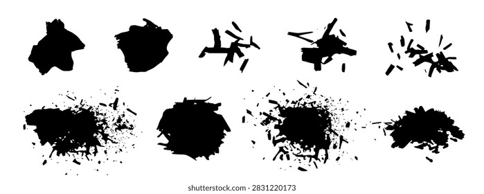 Broken ceylon cinnamon pile silhouette, simple cinnamomum verum bark pieces vector icon