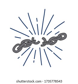 broken chain doodle icon, vector illustration