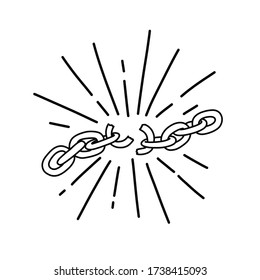 broken chain doodle icon, vector illustration