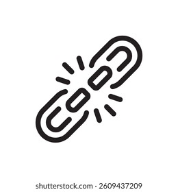 Broken chain flat outline icon vector illustration. Isolated on white background. Editable stroke, pixel perfect 48 x 48 - Powered by Shutterstock - Get 15% off with code: PIKWIZARD15