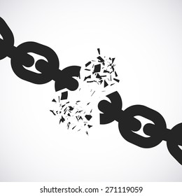 Broken chain. Freedom concept. Vector illustration.
