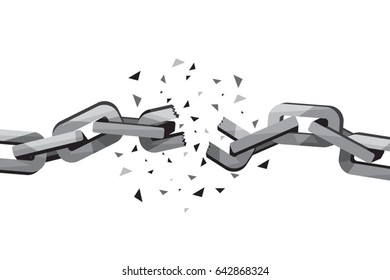 Broken chain, grayscale, pop art design 