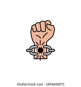 icono de ilustración de línea de coronavirus roto, cadena, mano. Los signos y símbolos se pueden utilizar para web, logotipo, aplicación móvil, interfaz de usuario, UX