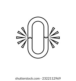 Broken Chain Icon. Break, Disconnect Symbol.