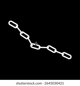 Zerbrochenes Kettensymbol einzeln auf schwarzem Hintergrund