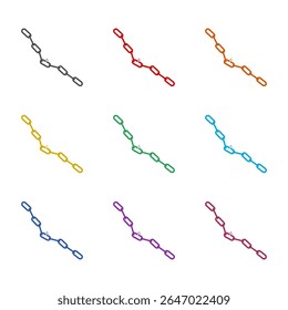 Broken chain icon isolated on white background. Set icons colorful