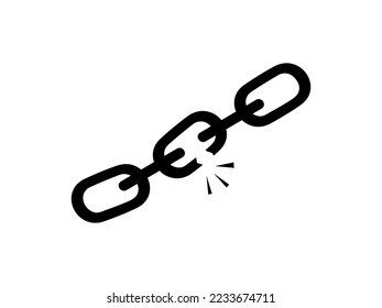 gebrochene Kettensymbol auf weißem Hintergrund. Trennzeichen für Webdesign