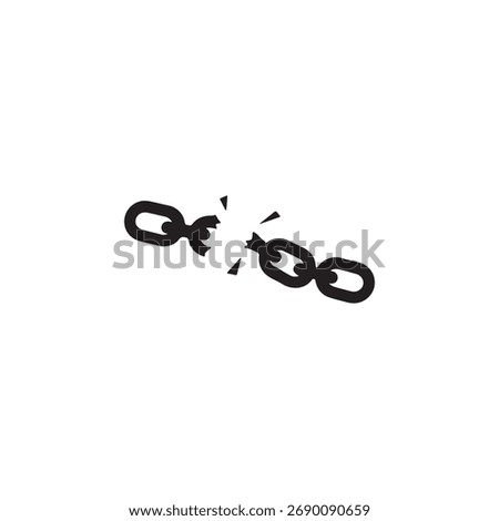 Broken chain icon representing freedom, liberation, and breaking limits. Great for social campaigns, justice designs, and motivational posters.