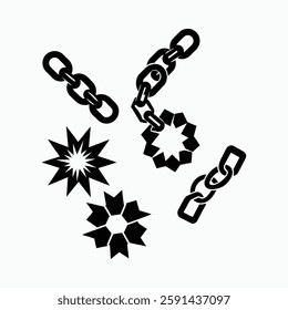 broken Chain Icon set of silhouette vector illustrations.