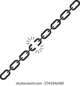 Broken Chain Icon Silhouette Vector Art – Symbol of Freedom