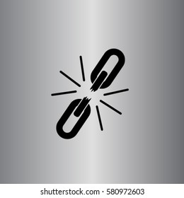 Broken chain  icon, unlink vector illustration
