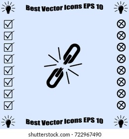 Broken chain  icon, unlink vector illustration