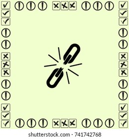 Broken chain  icon, unlink vector illustration