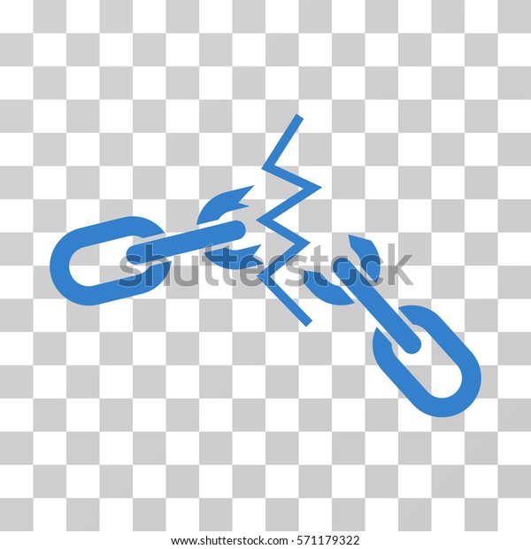 Broken Chain icon. Vector illustration style\
is flat iconic symbol, cobalt color, transparent background.\
Designed for web and software\
interfaces.
