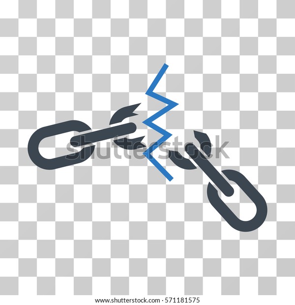Broken Chain icon. Vector
illustration style is flat iconic bicolor symbol, smooth blue
colors, transparent background. Designed for web and software
interfaces.