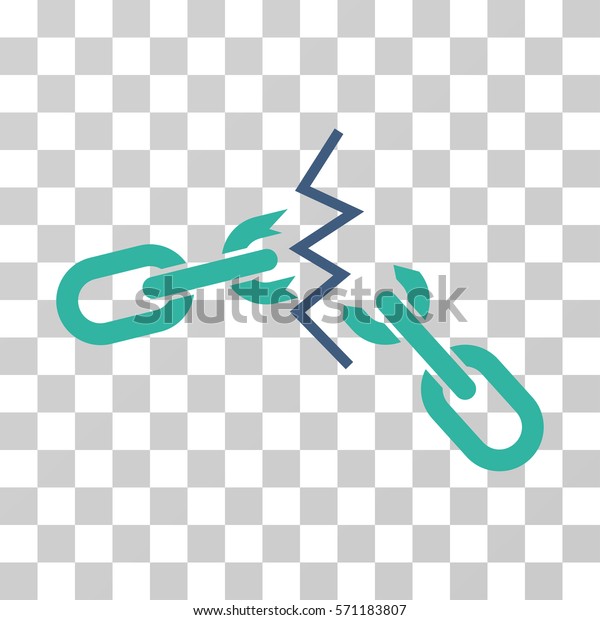 Broken Chain icon.\
Vector illustration style is flat iconic bicolor symbol, cobalt and\
cyan colors, transparent background. Designed for web and software\
interfaces.