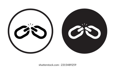 gebrochene Kettensymbol, Vektorgrafik einzeln auf Kreishintergrund