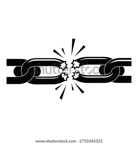 Broken Chain icon, Weaknesses vector isolated design