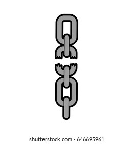 Broken chain isolated icon