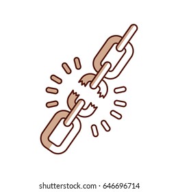Broken chain isolated icon