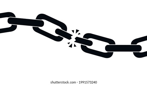 Cadena rota aislada en blanco, gran diseño para cualquier propósito. Aislado sobre el vector blanco.