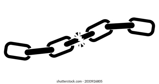 Broken chain isolated on white, great design for any purposes. Isolated on white vector.	