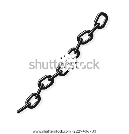 Broken chain isolated on white background