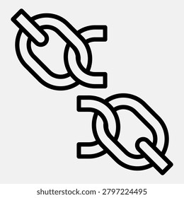 Broken chain line icon, connection concept. Vector graphics. Chain with cells sign outline style icon for mobile or web design