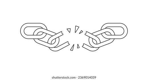 Broken chain line silhouette. Vector minimalist linear illustration.