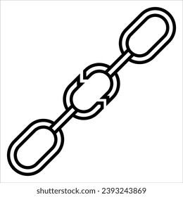 Broken chain link , Alert, risk sign line icon