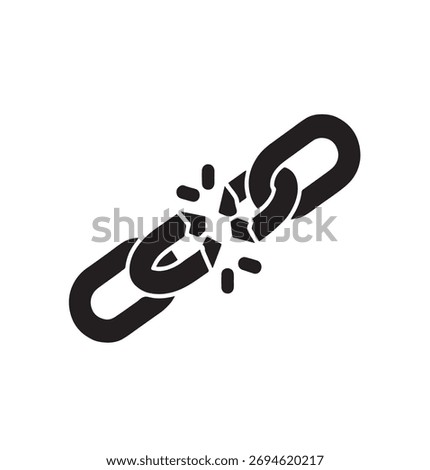 Broken Chain Link Disconnect Icon Vector