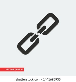 Broken chain link flat icon on white background, vector illustration