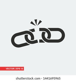 Broken chain link flat icon on white background, vector illustration