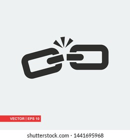 Broken chain link flat icon on white background, vector illustration