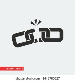 Broken chain link flat icon on white background, vector illustration