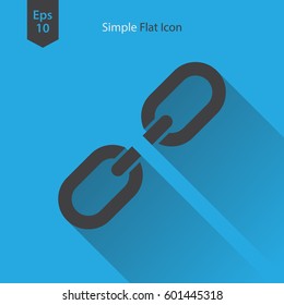 Broken Chain Link Flat Icon. Simple Sign. Vector Illustrated Symbol